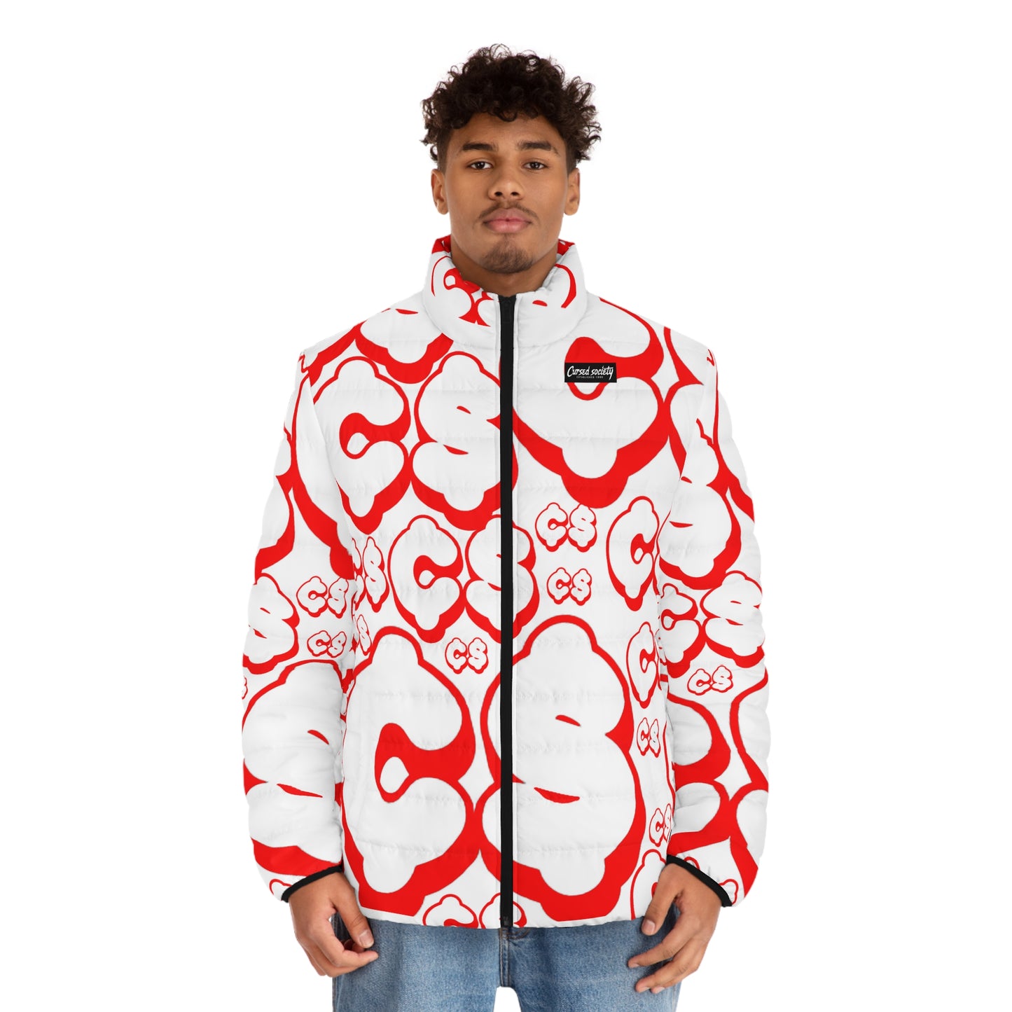 Currency Puffer Jacket (WHITE / Red)