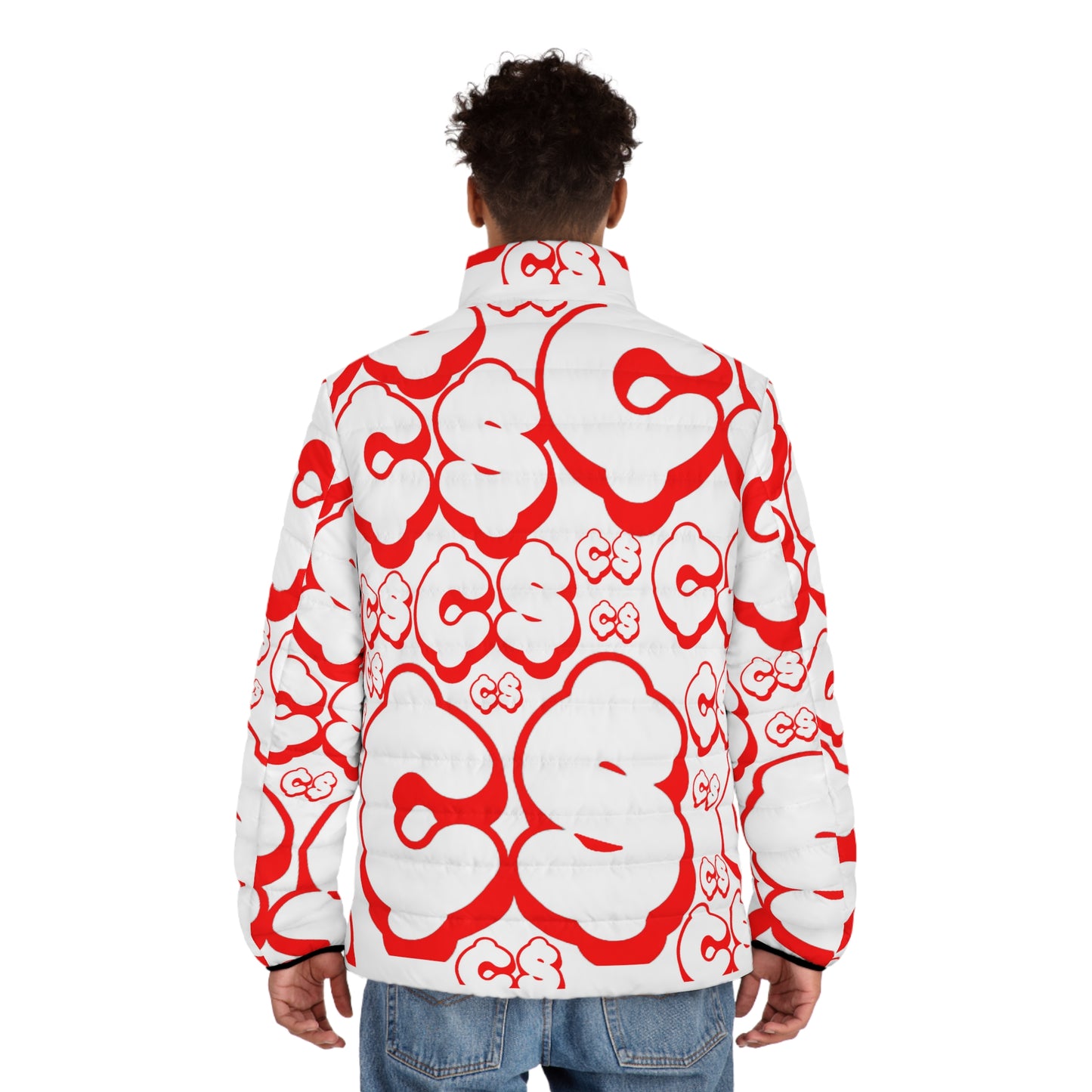 Currency Puffer Jacket (WHITE / Red)