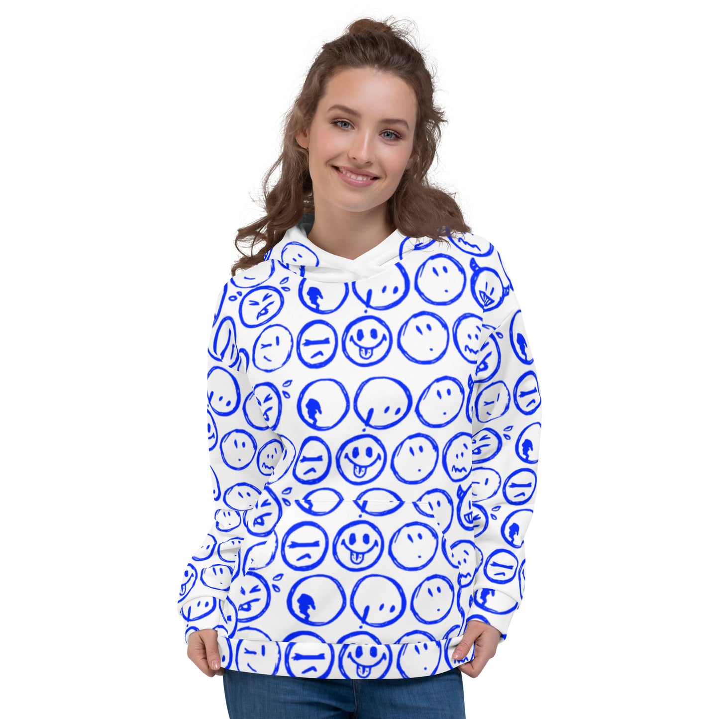 Cur-Moji ( Royal blue/White) Unisex Hoodie