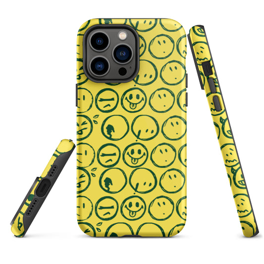 Cur-Moji (FOREST GREEN / Yellow ) Tough iPhone case